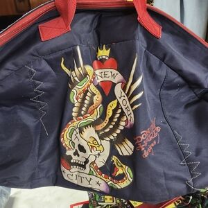 Ed Hardy Navy Skull and Snake Tote